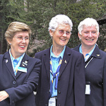 Photo of Mary Lynn Myers, Deputy Chair of the World Board, Elspeth Henderson, Chairperson, WAGGGS and Mary McPhail, Chief Executive, WAGGGS.