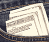 Illustration of dollar bills in a pocket from Money Smarts Web pages