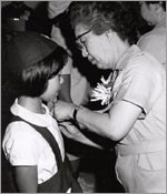 Photo of pinning ceremony in Japan, 1972. © GSUSA. All rights reserved.